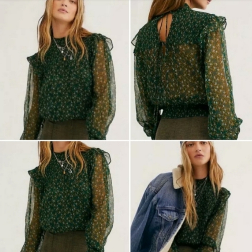 Free People Roma blouse in Forest Green - Picture 8 of 9